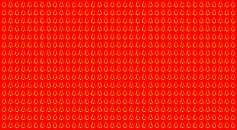 Simple Christmas Tree Seamless Patterns. Yellow Tree Isolated on a Red Backgr Stock Illustration