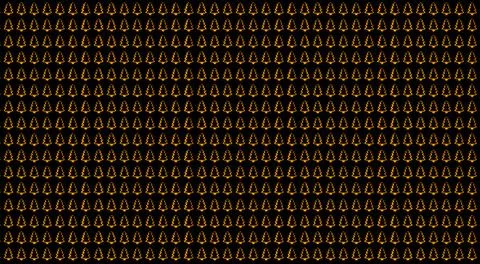 Simple Christmas Tree Seamless Patterns. Orange Tree Isolated on a Black Back Stock Illustration