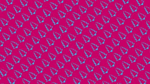 Simple Christmas Tree Seamless Patterns. Blue Tree Isolated on a Pink Backgro Stock Illustration