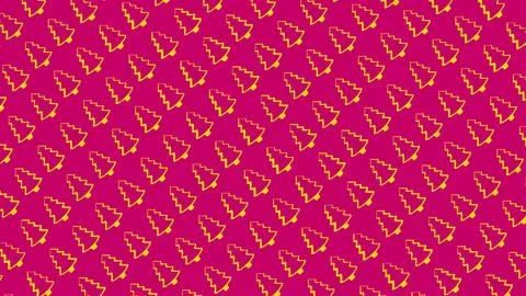 Simple Christmas Tree Seamless Patterns. Yellow Tree Isolated on a Pink Backg Stock Illustration