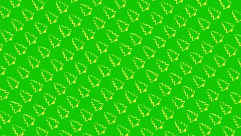 Simple Christmas Tree Seamless Patterns. Yellow Tree Isolated on a Green Back Stock Illustration