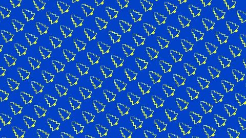 Simple Christmas Tree Seamless Patterns. Yellow Tree Isolated on a Blue Backg Stock Illustration