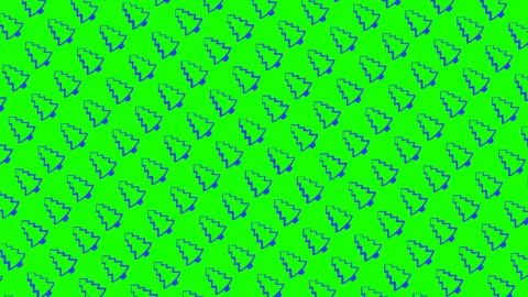 Simple Christmas Tree Seamless Patterns. Blue Tree Isolated on a Green Backgr Ilustração Stock