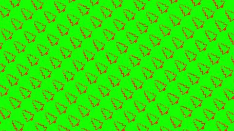 Simple Christmas Tree Seamless Patterns. Red Tree Isolated on a Green Backgro Stock Illustration