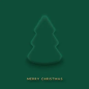 Simple Christmas tree silhouette with subtle glow effect on dark green backgr Stock Illustration