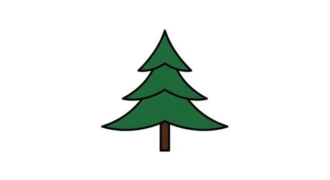 Simple christmas tree vector illustration, evergreen pine with green branch.. Stock Illustration
