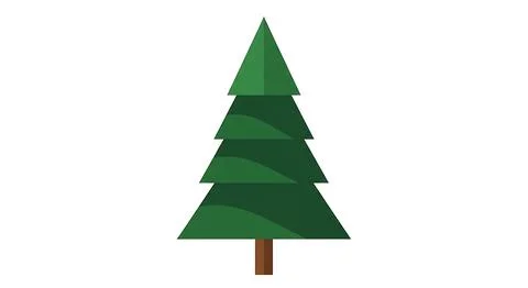 Simple christmas tree vector illustration, flat geometric design with stack.. Stock Illustration