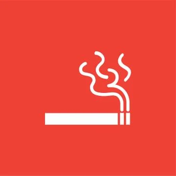 Simple Cigarette Icon On Red Background. Red Flat Style Vector Illustration Stock Illustration