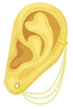 Simple circle cuff earrings on ear isolated on white Stock Illustration