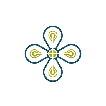 Simple circle logo vector illustration with white and yellow flower shading  Stock Illustration