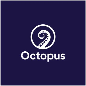 Simple circle octopus design template Stock Illustration