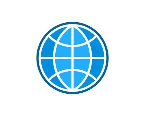 Simple circle shape with abstract globe inside Stock Illustration