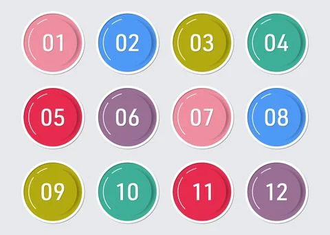 Simple circle web buttons with twelve options Stock Illustration