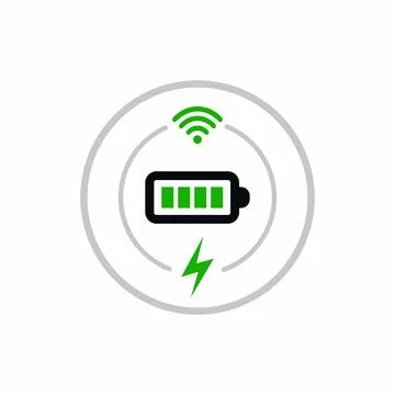 Simple Circle Wireless Battery Charging Icon Stock Illustration