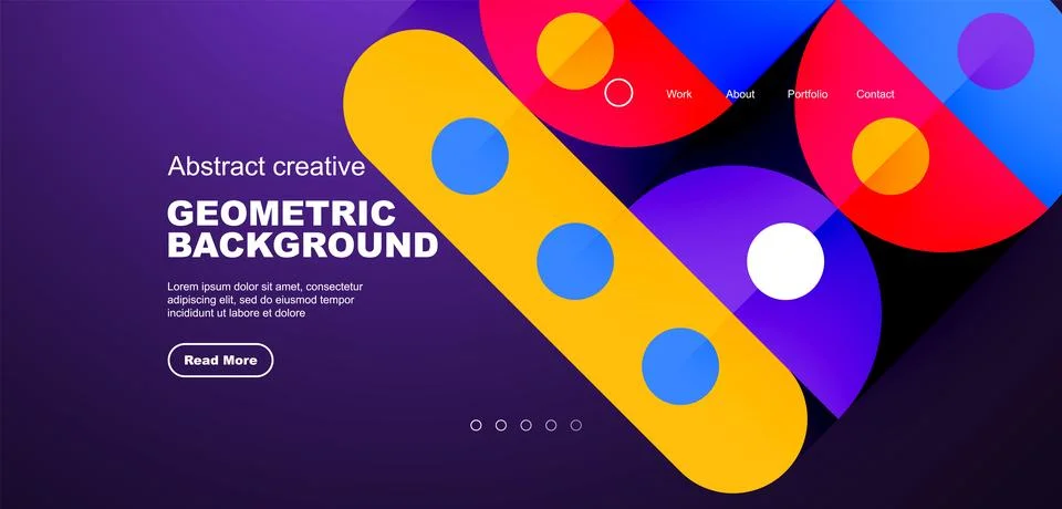 Simple circles and round elements pattern. Minimalist design geometric landing Illustrazione stock