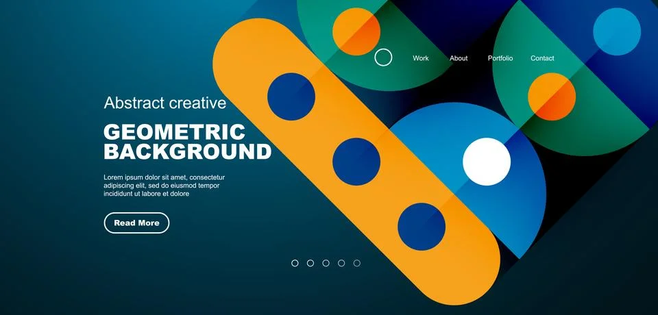 Simple circles and round elements pattern. Minimalist design geometric landing Stock Illustration