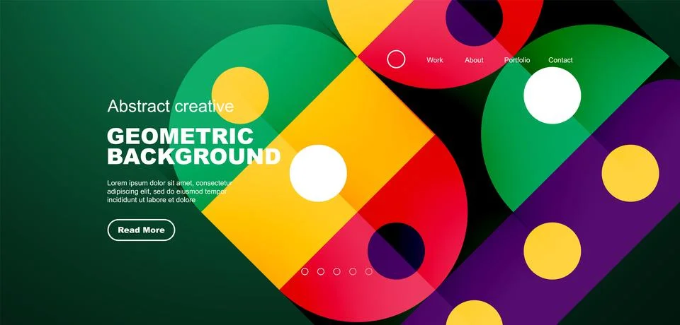 Simple circles and round elements pattern. Minimalist design geometric landing Stock Illustration
