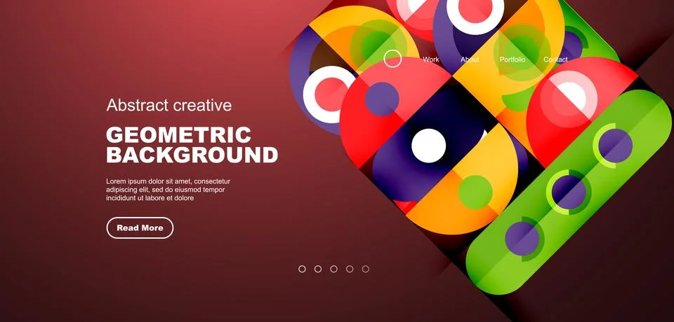 Simple circles and round elements pattern. Minimalist design geometric landing Stock Illustration