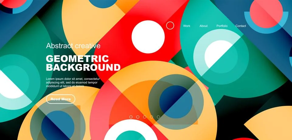 Simple circles and round elements pattern. Minimalist design geometric landing Stock Illustration