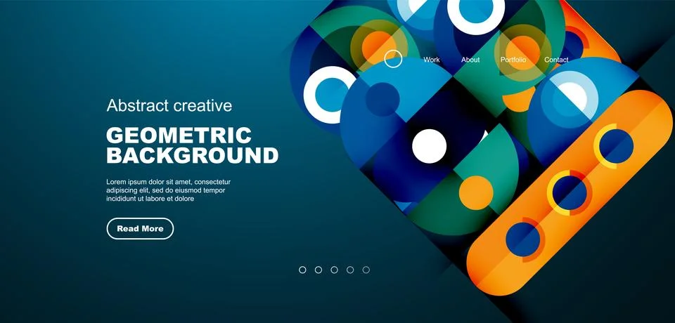 Simple circles and round elements pattern. Minimalist design geometric landing Stock Illustration