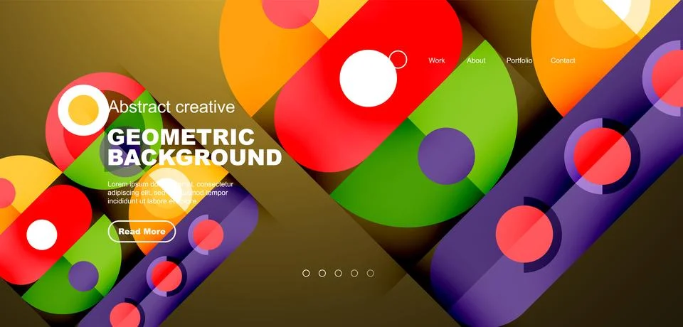 Simple circles and round elements pattern. Minimalist design geometric landing Stock Illustration