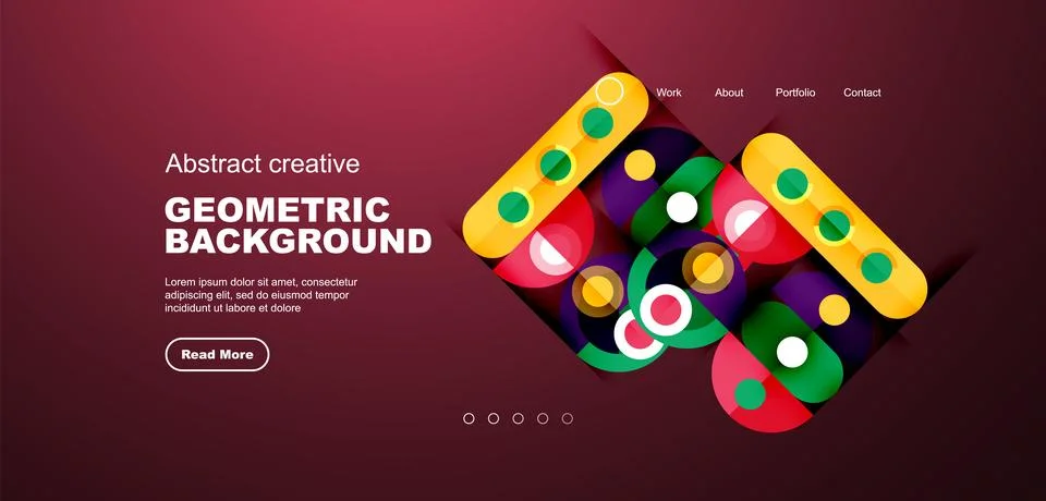 Simple circles and round elements pattern. Minimalist design geometric landing イラスト素材