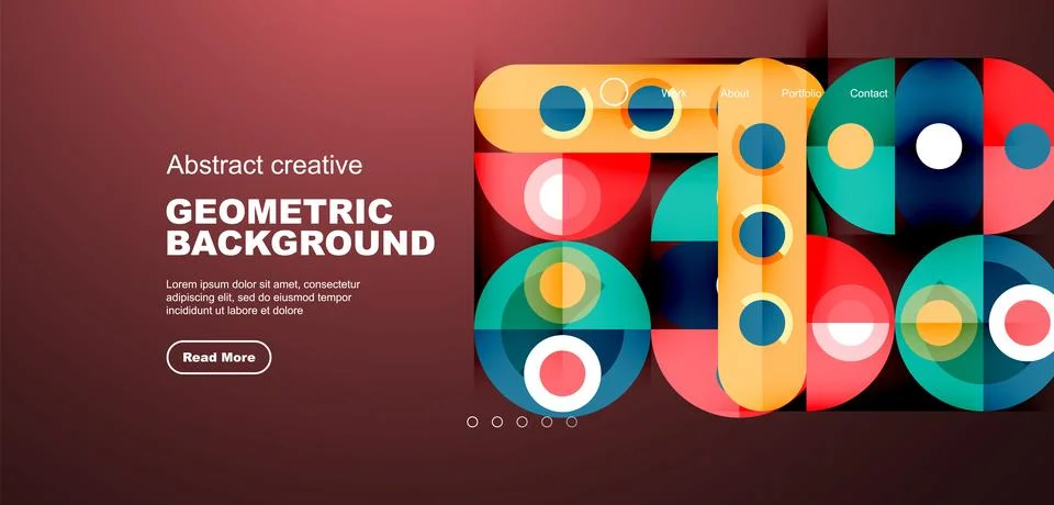 Simple circles and round elements pattern. Minimalist design geometric landing Stock Illustration