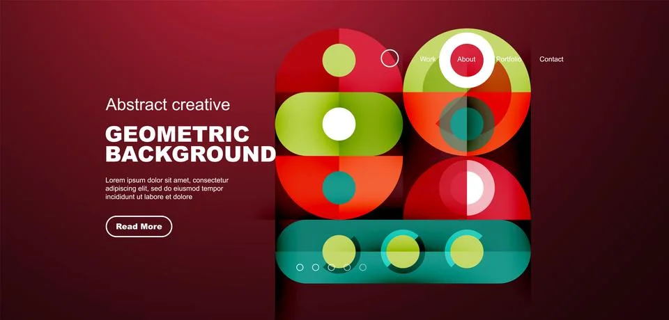 Simple circles and round elements pattern. Minimalist design geometric landing Stock Illustration