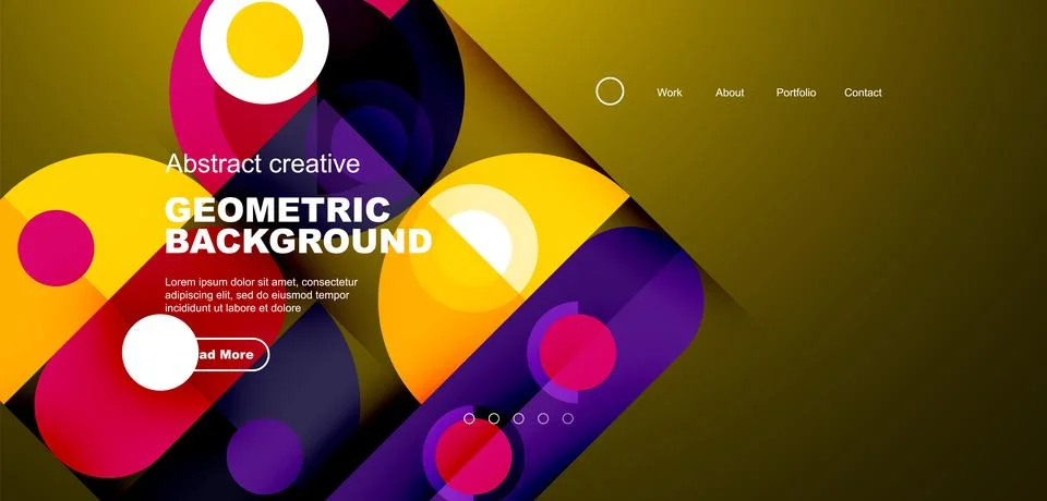 Simple circles and round elements pattern. Minimalist design geometric landing Stock Illustration