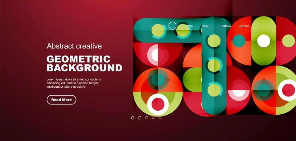 Simple circles and round elements pattern. Minimalist design geometric landing Stock Illustration