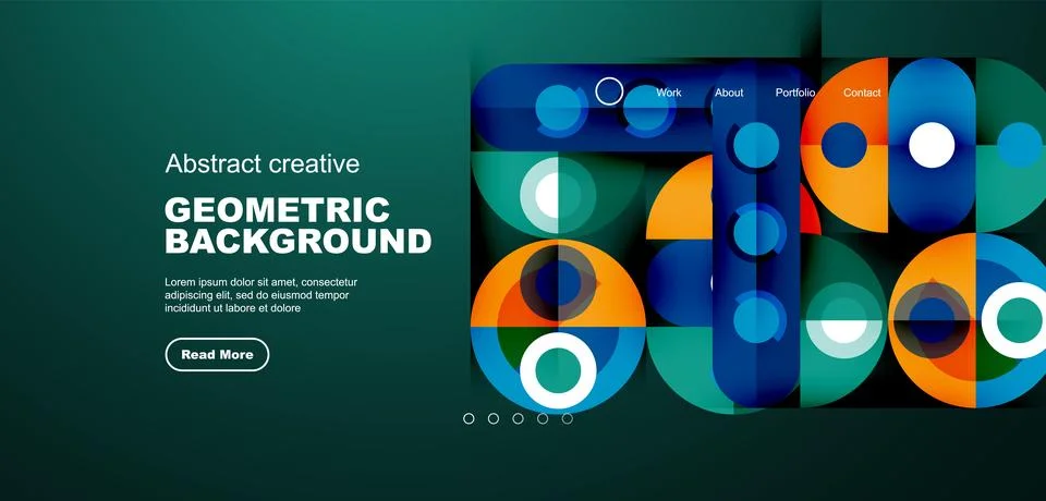 Simple circles and round elements pattern. Minimalist design geometric landing イラスト素材