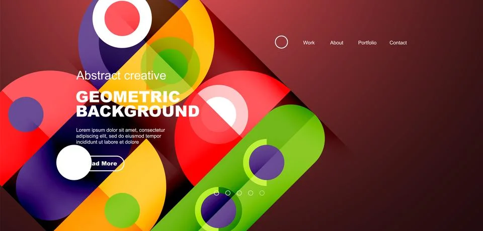 Simple circles and round elements pattern. Minimalist design geometric landing Illustrazione stock