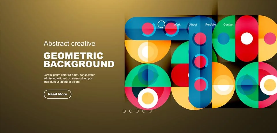 Simple circles and round elements pattern. Minimalist design geometric landing Illustrazione stock