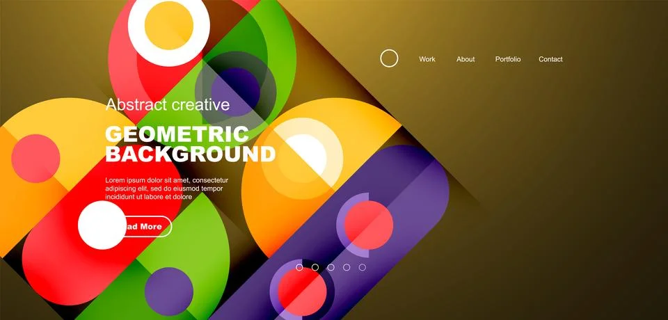 Simple circles and round elements pattern. Minimalist design geometric landing Illustrazione stock