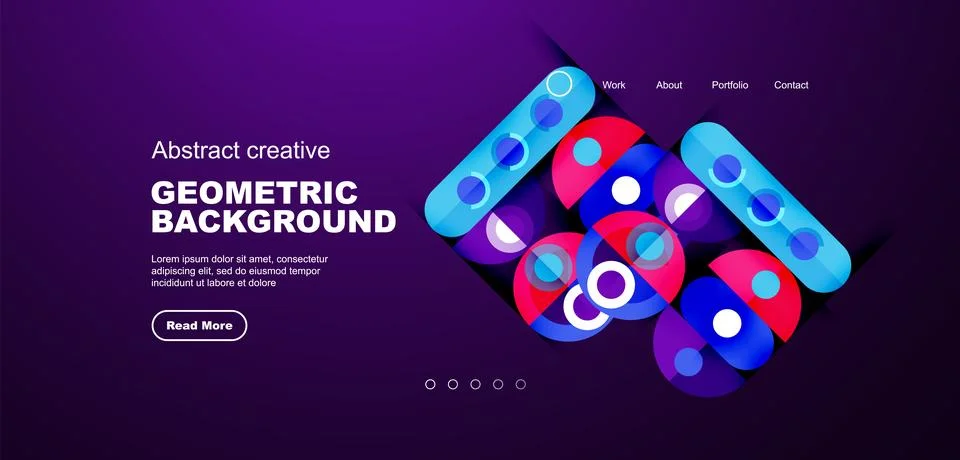 Simple circles and round elements pattern. Minimalist design geometric landing Illustrazione stock