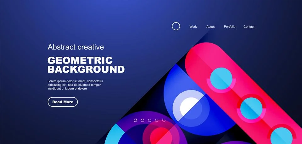 Simple circles and round elements pattern. Minimalist design geometric landing Stock Illustration