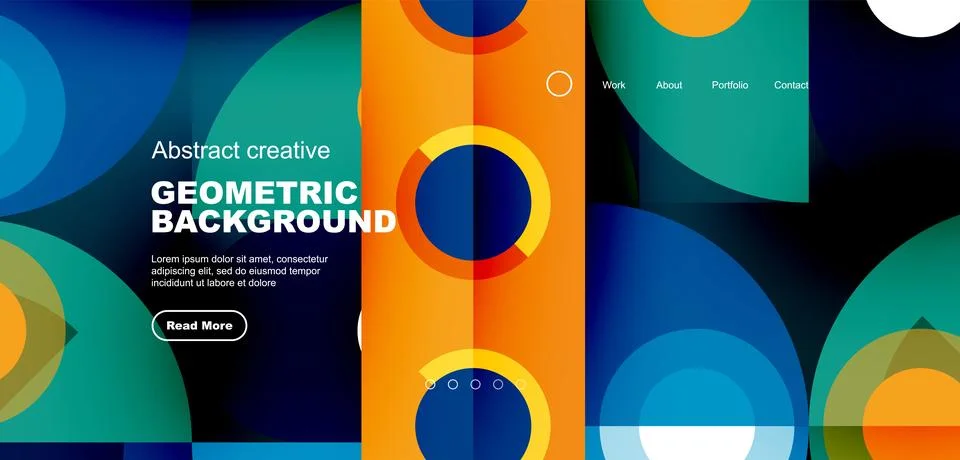 Simple circles and round elements pattern. Minimalist design geometric landing Stock Illustration