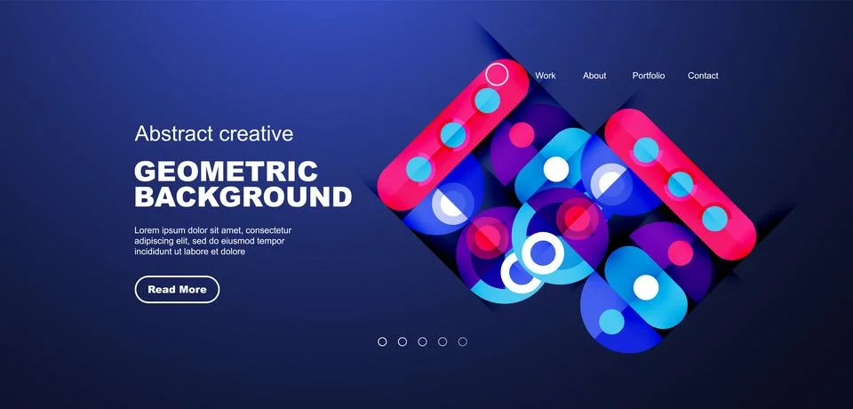 Simple circles and round elements pattern. Minimalist design geometric landing Stock Illustration