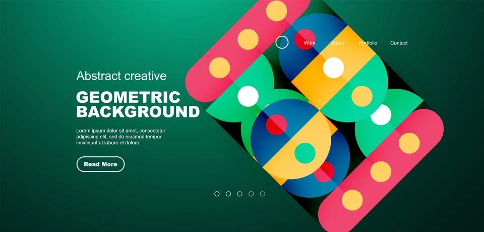 Simple circles and round elements pattern. Minimalist design geometric landing Stock Illustration