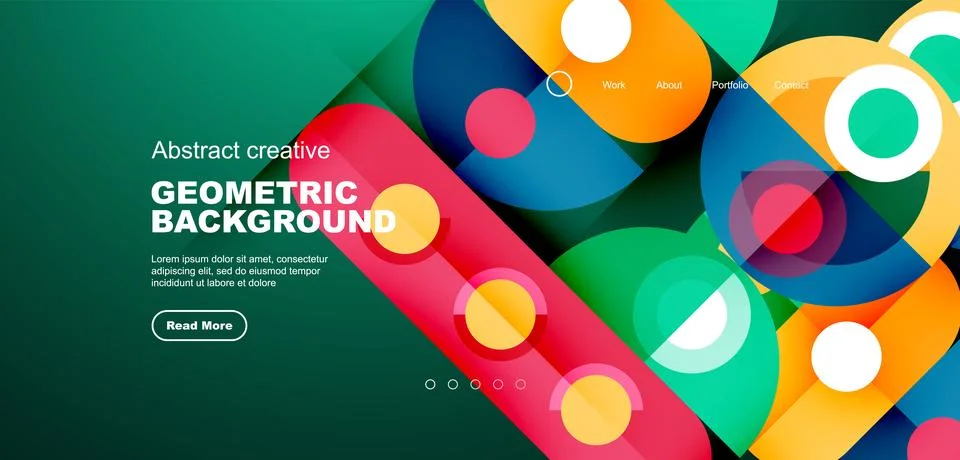 Simple circles and round elements pattern. Minimalist design geometric landing Stock Illustration