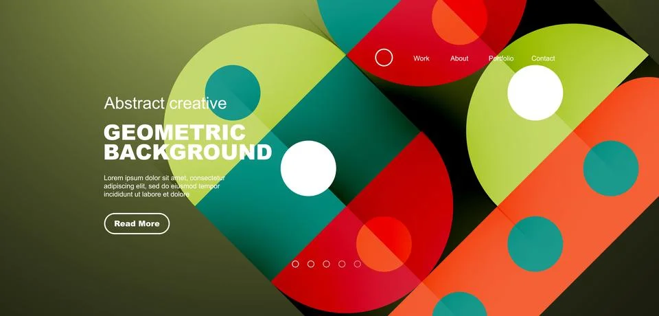 Simple circles and round elements pattern. Minimalist design geometric landing Illustrazione stock