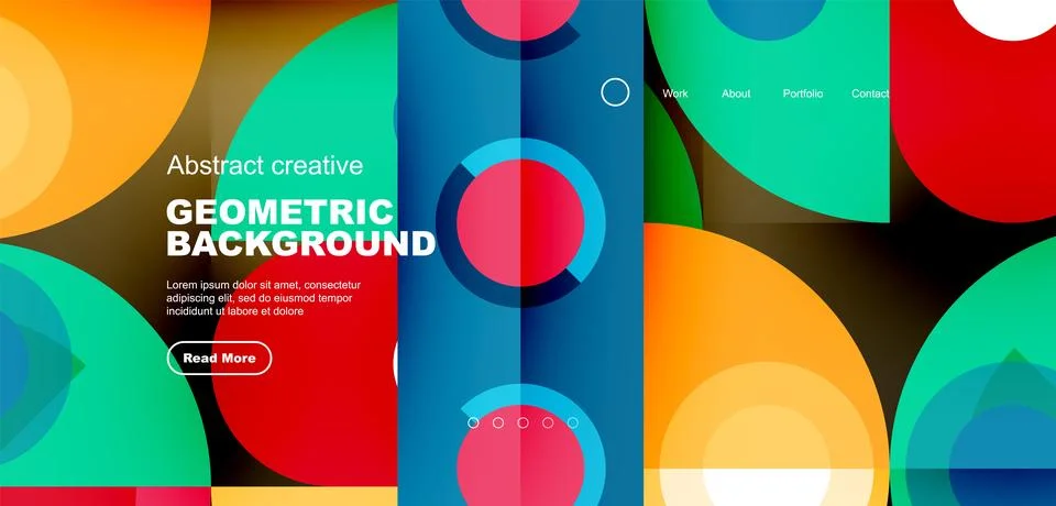 Simple circles and round elements pattern. Minimalist design geometric landing Illustrazione stock