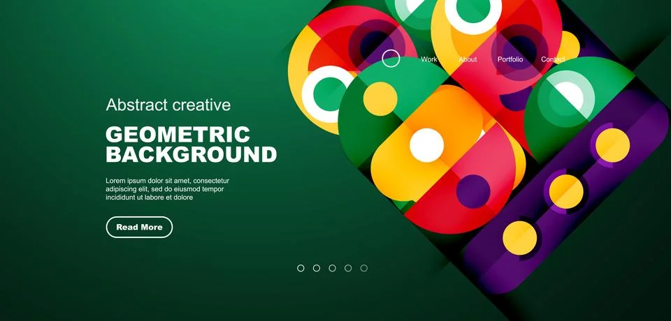 Simple circles and round elements pattern. Minimalist design geometric landing Stock Illustration