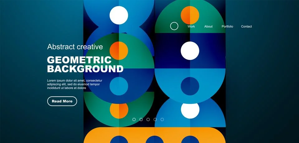 Simple circles and round elements pattern. Minimalist design geometric landing Illustrazione stock