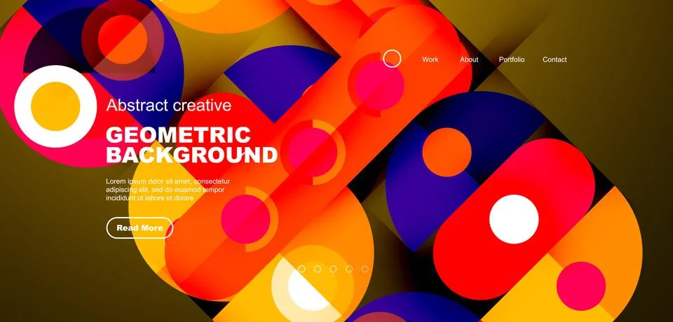 Simple circles and round elements pattern. Minimalist design geometric landing Stock Illustration