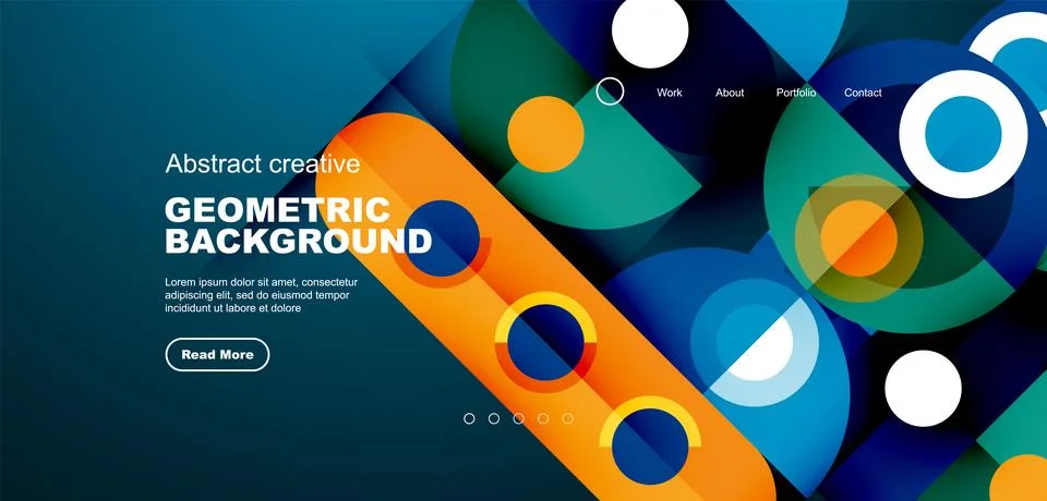 Simple circles and round elements pattern. Minimalist design geometric landing Stock Illustration