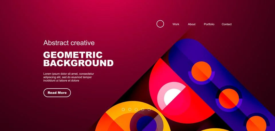 Simple circles and round elements pattern. Minimalist design geometric landing Stock-Illustration