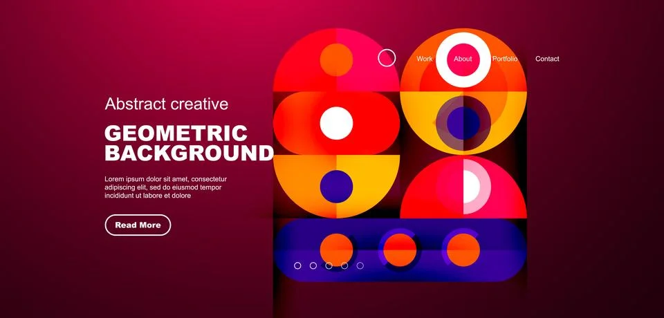 Simple circles and round elements pattern. Minimalist design geometric landing Stock Illustration