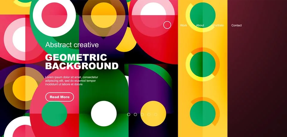 Simple circles and round elements pattern. Minimalist design geometric landing Illustrazione stock