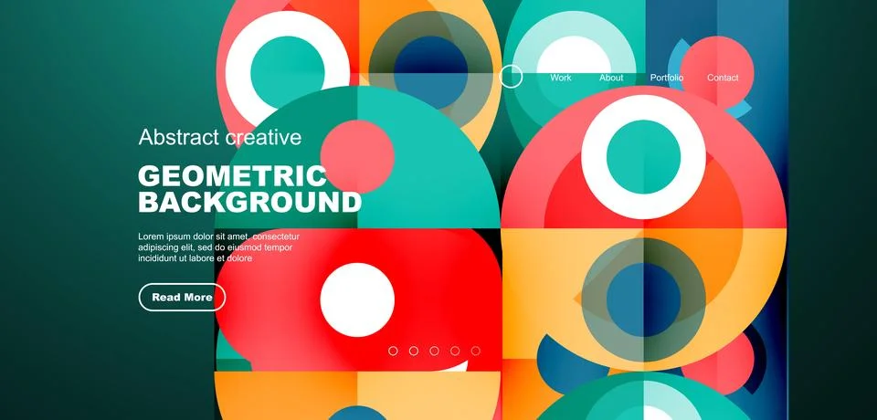 Simple circles and round elements pattern. Minimalist design geometric landing Stock Illustration